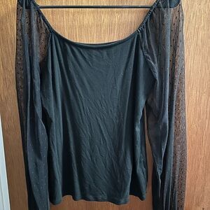 Elegant Black Sheer Sleeve Top